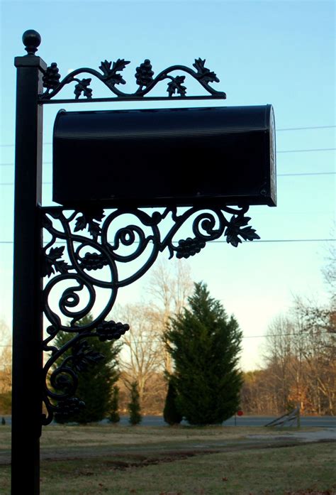 embossed metal box on wrought iron stand|wrought iron mailbox stands.